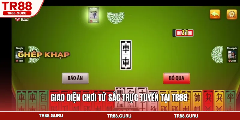 Giao diện chơi tứ sắc trực tuyến tại TR88