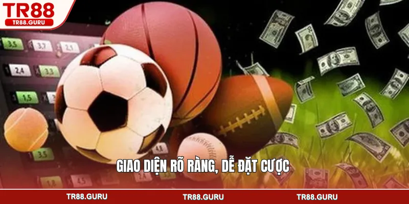 Giao diện rõ ràng, dễ đặt cược